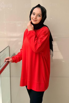 Tığ Triko İşlemeli Kol Oversize Tunik