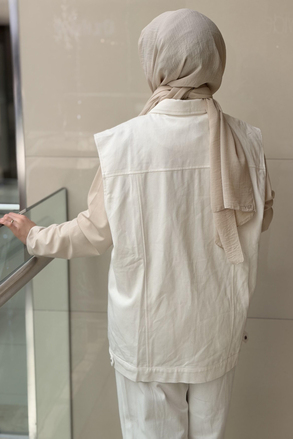 Ghisa Boncuk İşlemeli Önden Çıtçıtlı Yelek Pantolon Takım