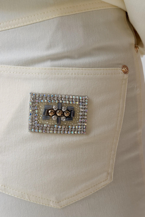 Ceremony Sağ Arka Cebi Boncuk İşlemeli Denim Pantolon