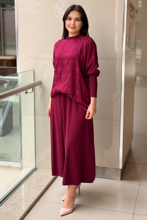 Nuss Labirent Desen Tunik Etek İkli Takım