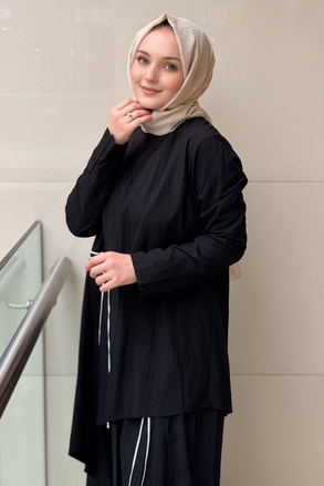 Kahma Saçak Detaylı Asimetrik Tunik Pantolon Takım