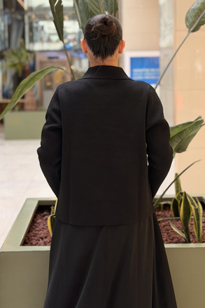 Nuss Kruvaze Yaka Blazer Düğmeli Kısa Merserize Ceket