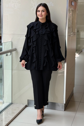 Ghisa Top Düğmeli Fırfırlı Gömlek