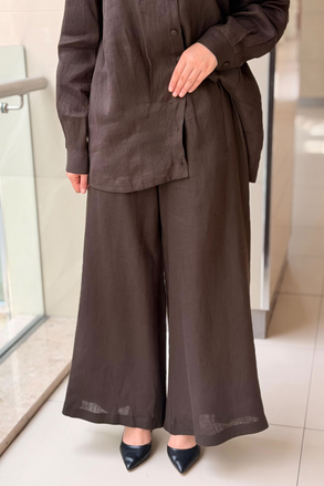 Missdalida Geniş Paça Keten Pantolon