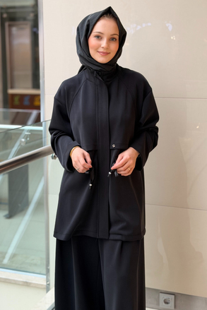 Ghisa Önden Fermuarlı Bel Büzgülü Kap Pantolon Modal Takım