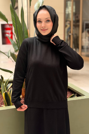 Nuss Basic Tunik Eteği Düğme Detaylı Merserize Takım