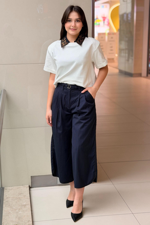 Twist Çizgili Wide Leg Pantolon