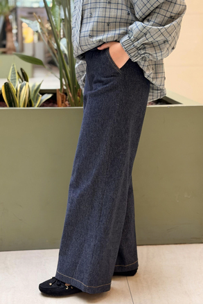 Ceremony Palozzo Örme Denim pantolon