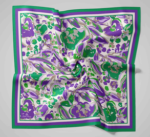 Silkhome Kenarları Şeritli Çiiçek Desenli Aura Eşarp