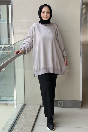 Ghisa Kolları Plise Merserize Detaylı Tunik
