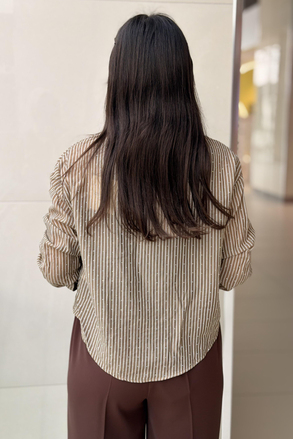 İpekyol Hotfix Baskılı Çizgili Gömlek