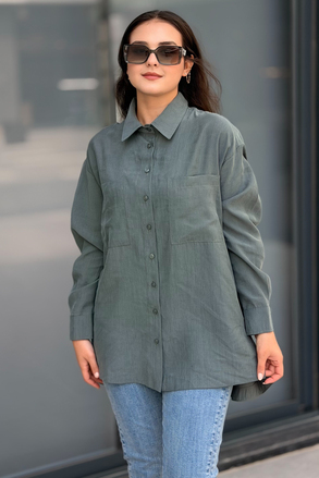 Mahal Miya Çift Cepli Oversize Gömlek