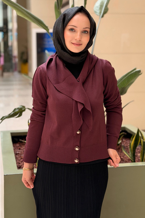 Nuss Çıkarılabilir Şal Aksesuarlı Merserize Hırka