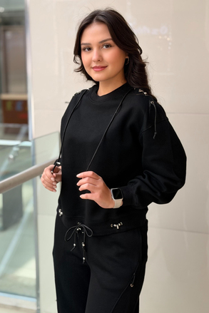 Twist Metal Aksesuarlı Sweatshirt