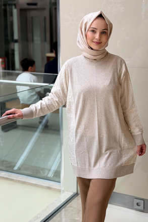 Tığ Triko Keten Kumaş Triko Mixli Tunik