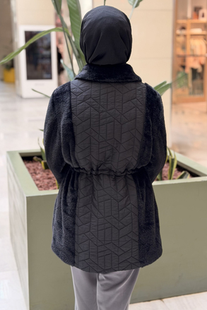 Matex Gömlek Yaka Önden Fermuarlı Peluş Kaban