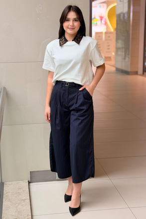 Twist Çizgili Wide Leg Pantolon