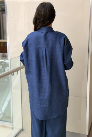 Ghisa Renkli Desen İşlemeli Keten Gömlek Pantolon Takım