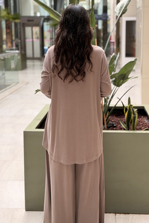 Nurcan Çetin Basic Tunik Nervürlü Pantolon Takım