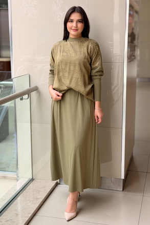 Nuss Labirent Desen Tunik Etek İkli Takım