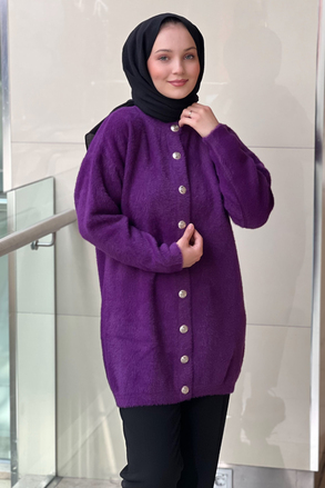 Nuss Önden Çıtçıtlı Basic Angora Hırka
