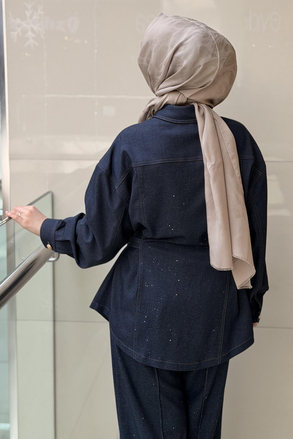 Ghisa Apoletli Pırıltılı Detaylı Ceket Pantolon Takım