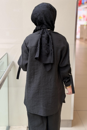 Nurcan Çetin Kolları Apolet Detaylı Gömlek Pantolon Takım