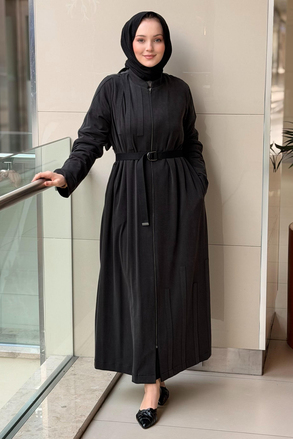 Nurcan Çetin Band Model Tam Boy Fermuarlı Ferace