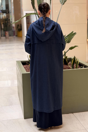 Missdalida Kapşonlu Önden Fermuarlı Denim Kap