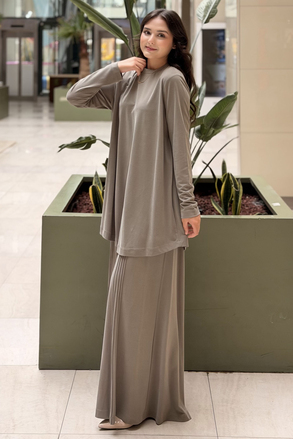 Nurcan Çetin Basic Tunik Nervürlü Pantolon Takım