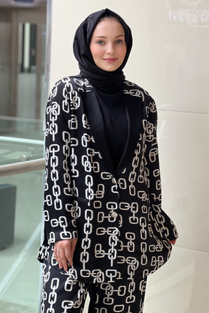 Ghisa Desenli Saten Ceket Panoloton Takım