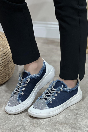 Majensia Önü Taşlı Ve Taş Bağlı Kot Sneaker Ayakkabı