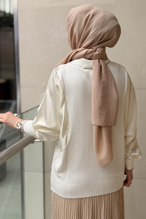 Ghisa Gömlek Yaka Saten Kombinli Triko Tunik