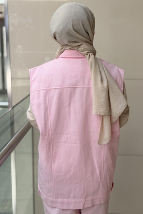 Ghisa Boncuk İşlemeli Önden Çıtçıtlı Yelek Pantolon Takım