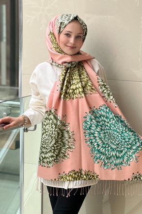 İpekvi 8028 Yıldız Çiçeği Desenli İpek Şal
