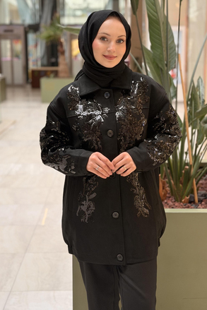 Ghisa Pul İşlemeli Süet Ceket