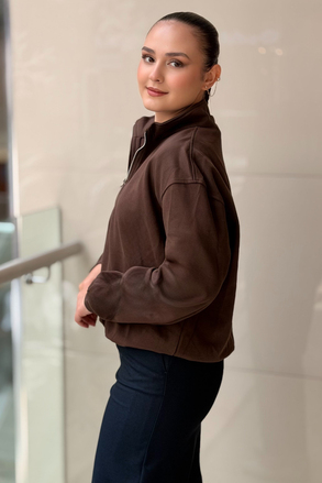 İpekyol Yarım Fermuar Beli Büzgülü Sweat