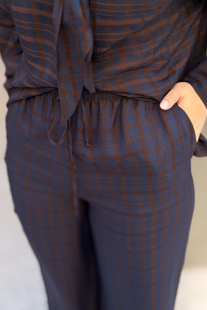 İpekyol Ekose Desen Wide Leg Pantolon