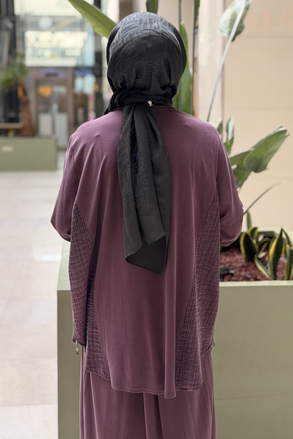 Heddy Yanları Bürümcük Kumaş Kombinli Tunik Etek Takım