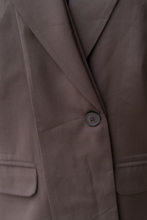 Tığ Triko Yaka Detaylı Blazer Ceket Pantolon Takım