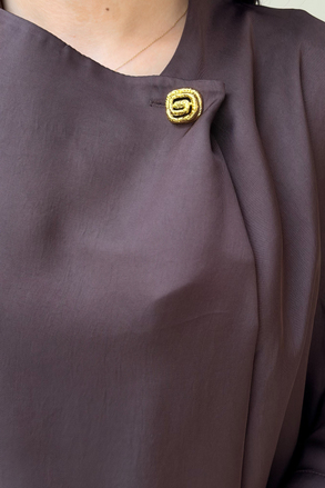 Ghisa Yaka Gold Düğmeli Asimetrik Kesim Tunik Pantolon Takım