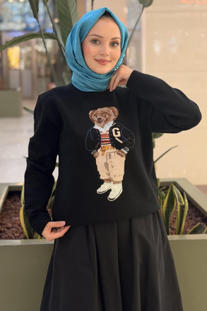 Ghisa Figürlü Desenli Triko Tunik