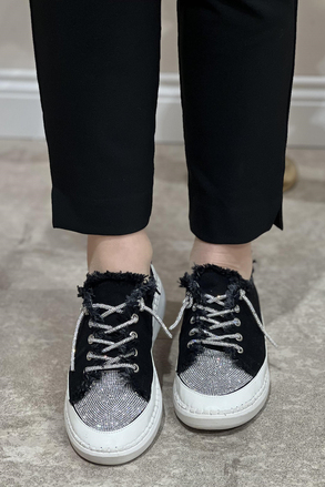 Majensia Önü Taşlı Ve Taş Bağlı Kot Sneaker Ayakkabı
