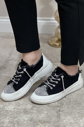 Majensia Önü Taşlı Ve Taş Bağlı Kot Sneaker Ayakkabı
