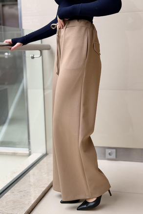 Sentez Jessica Kapak Cepli Geniş Paça Pantolon