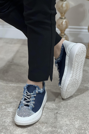 Majensia Önü Taşlı Ve Taş Bağlı Kot Sneaker Ayakkabı