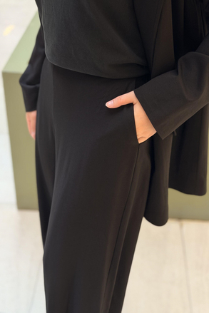 Ceremony Beli Yarım Lastik Detaylı Navi Pantolon