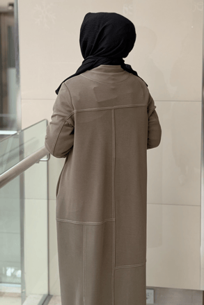 Nurcan Çetin Random Desen Spor Dikiş Önden Tam Boy Fermuarlı Ferace