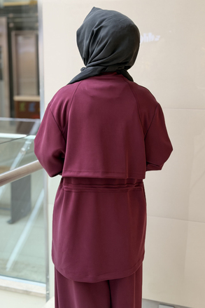 Ghisa Önden Fermuarlı Bel Büzgülü Kap Pantolon Modal Takım