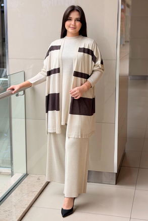 Ghisa Sim Merserize İpli Tunik Yelek Pantolon 3lü Set Takım
